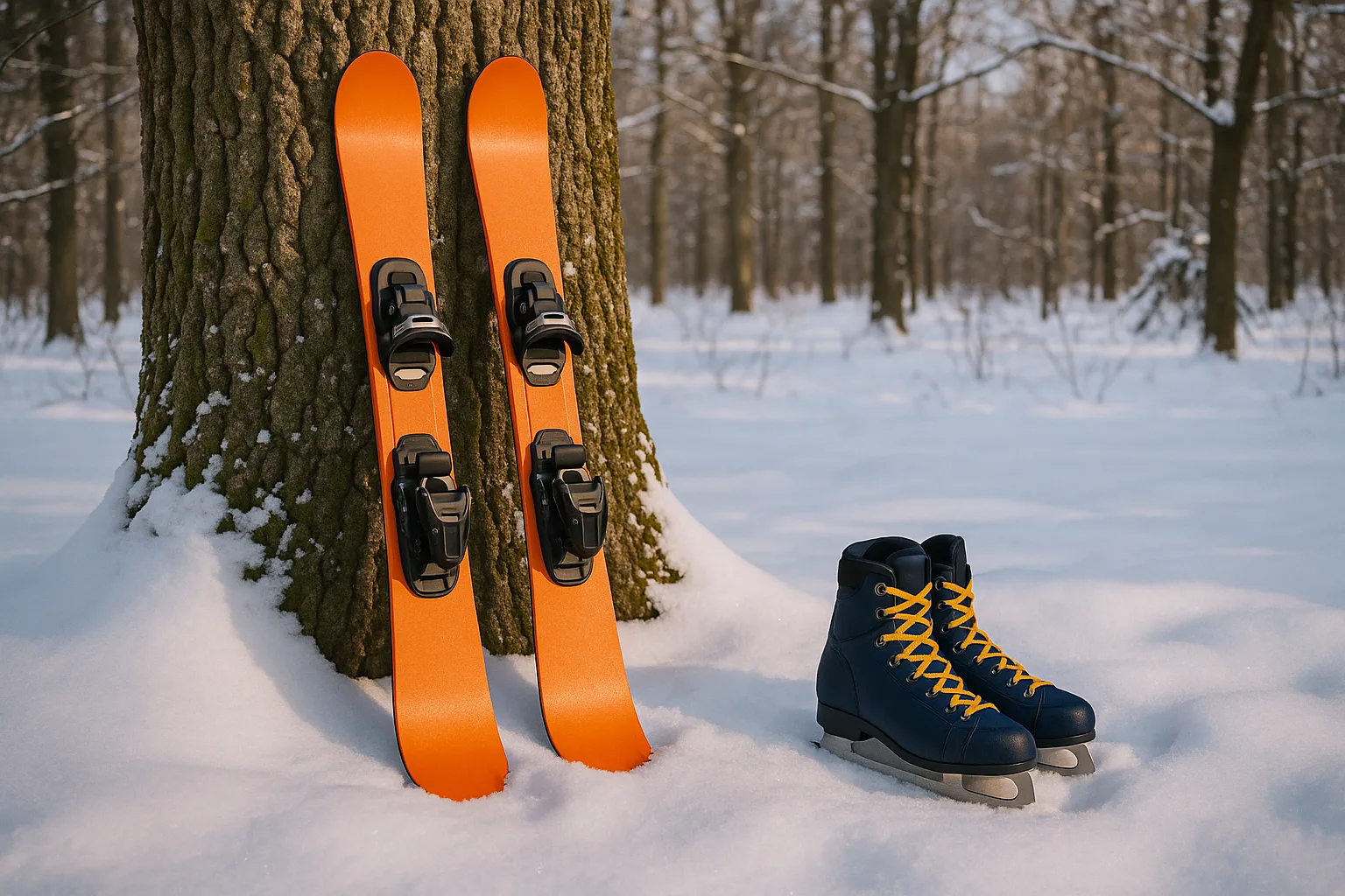 Duo of Vibrant Orange Skiboards Leans