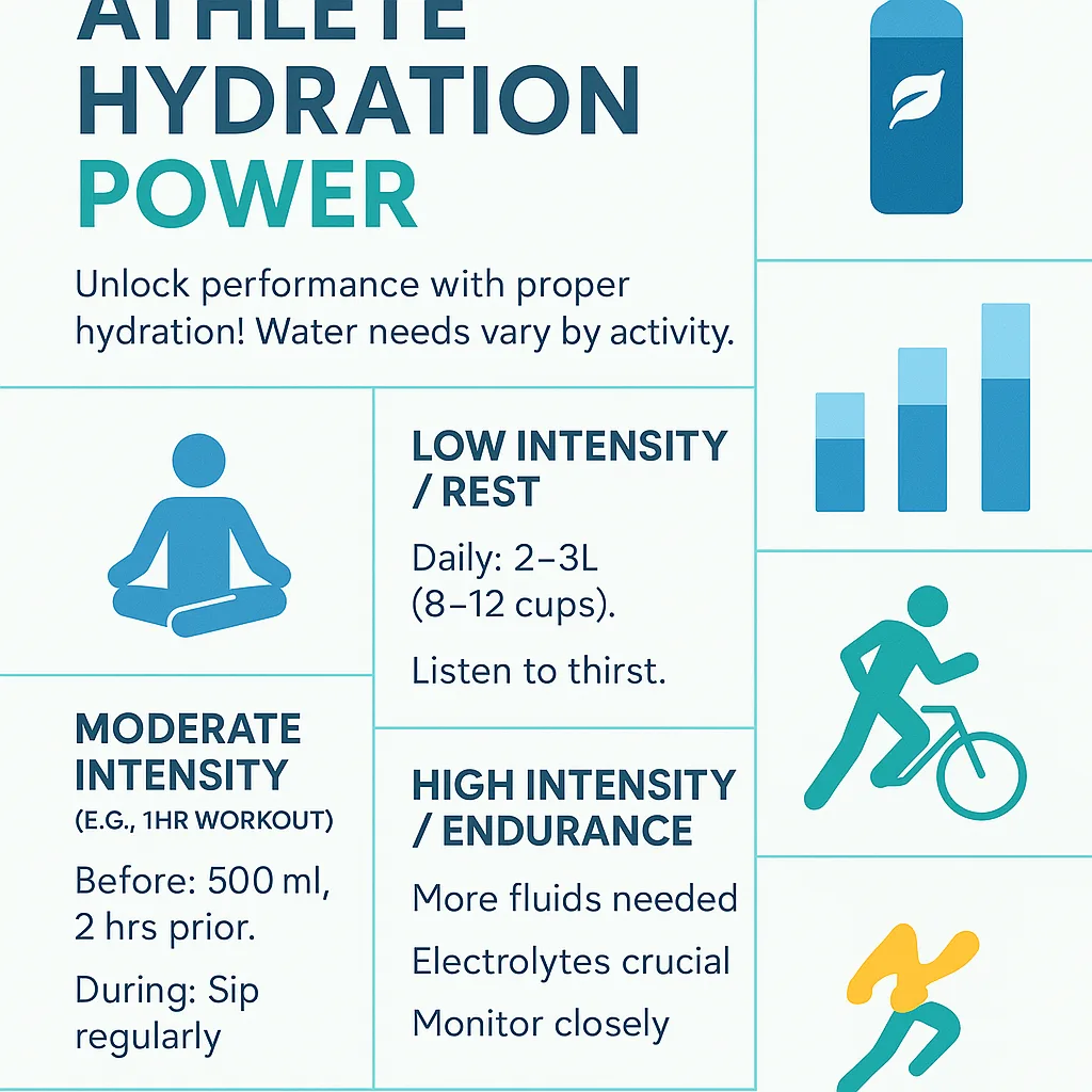 Showing Water Intake Recommendations Based on Activity Level (TYPE: Infographic/Chart