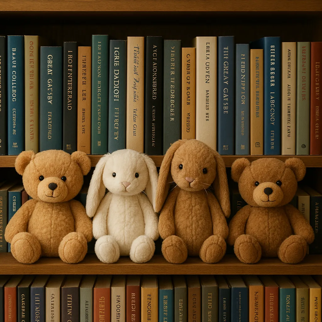 Row of Four Stuffed Animals
