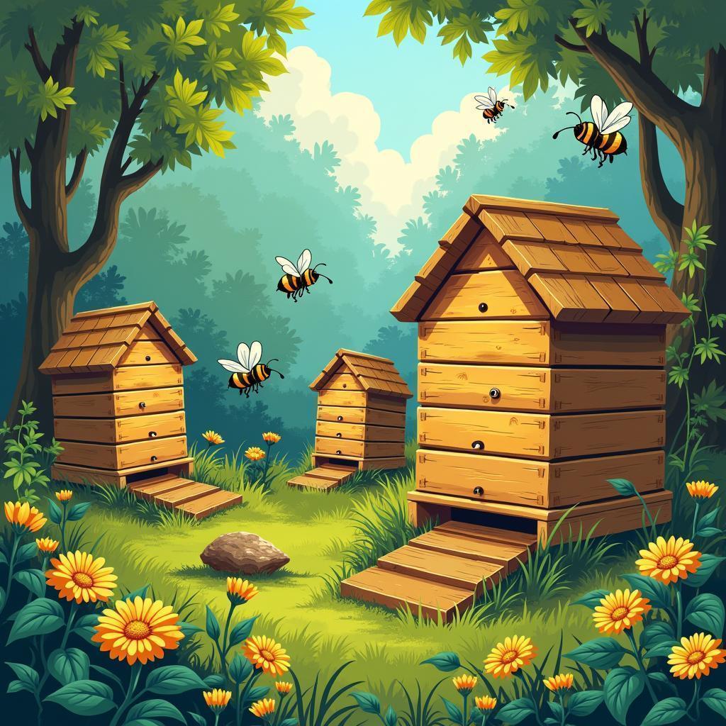 Manga Bee Hives in a Lush Forest
