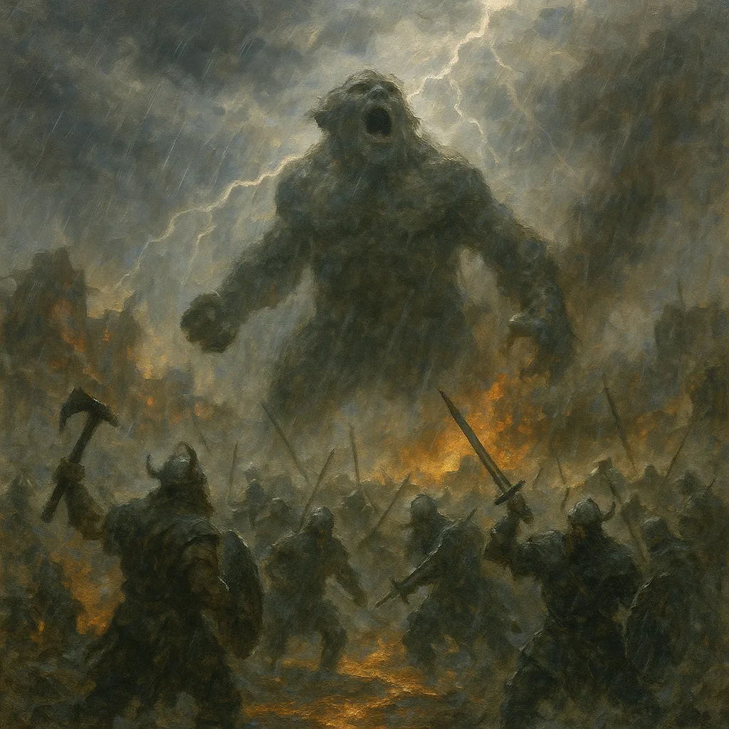 Beneath a Tempestuous Sky Alive with Crackling Thunder and Relentless