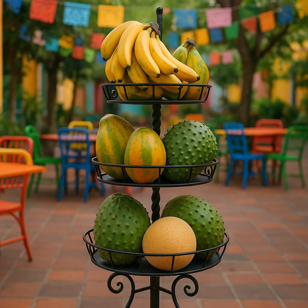 Three-tiered Fruit Basket Filled with Bananas