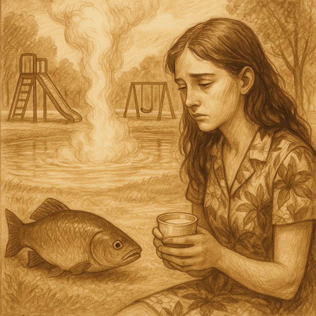 Gazing at a Robust Tench near a Geyser's Swirling Plume