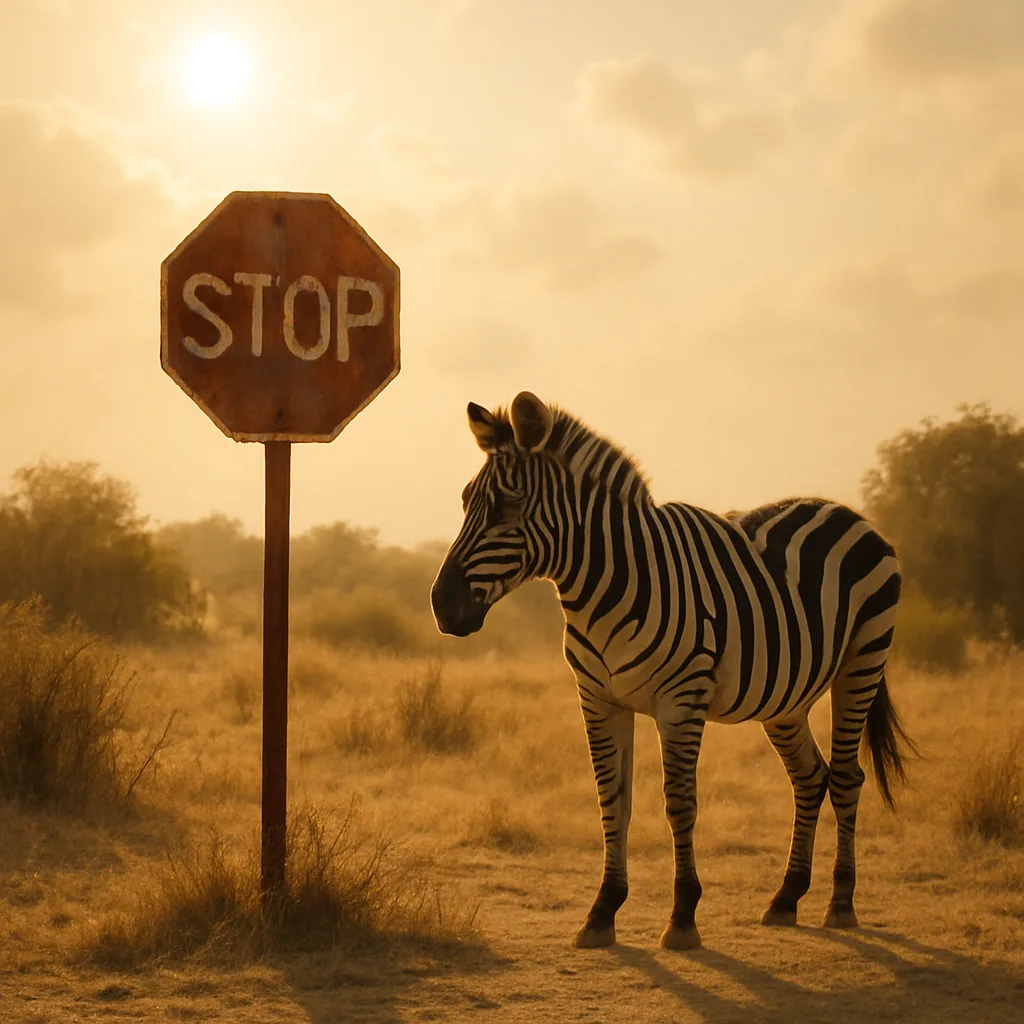 Sun-drenched Setting Featuring a Lone Zebra Standing Next