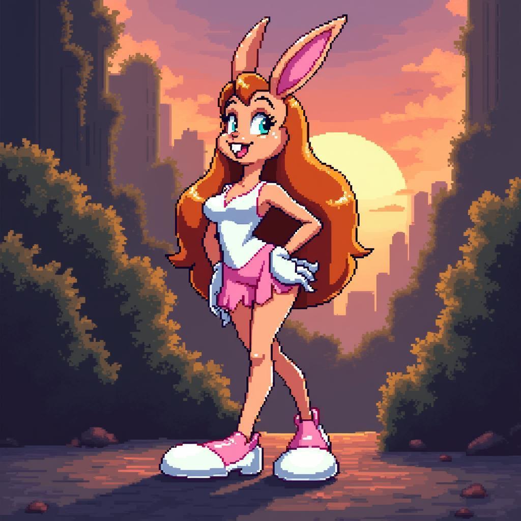Jessica Rabbit as Lola Bunny Pixel Art