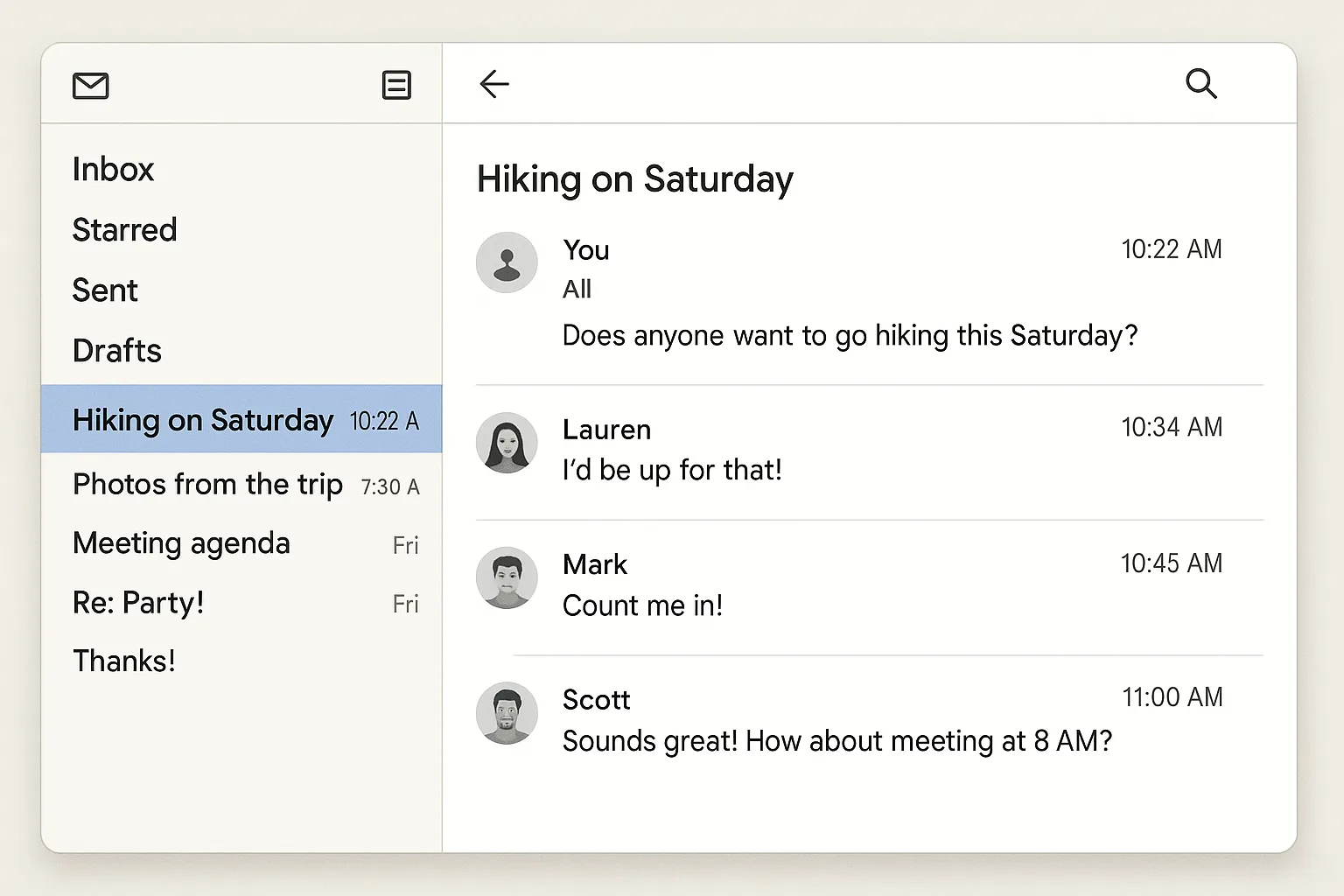 Screenshot of an Email Interface Showing a Conversation About