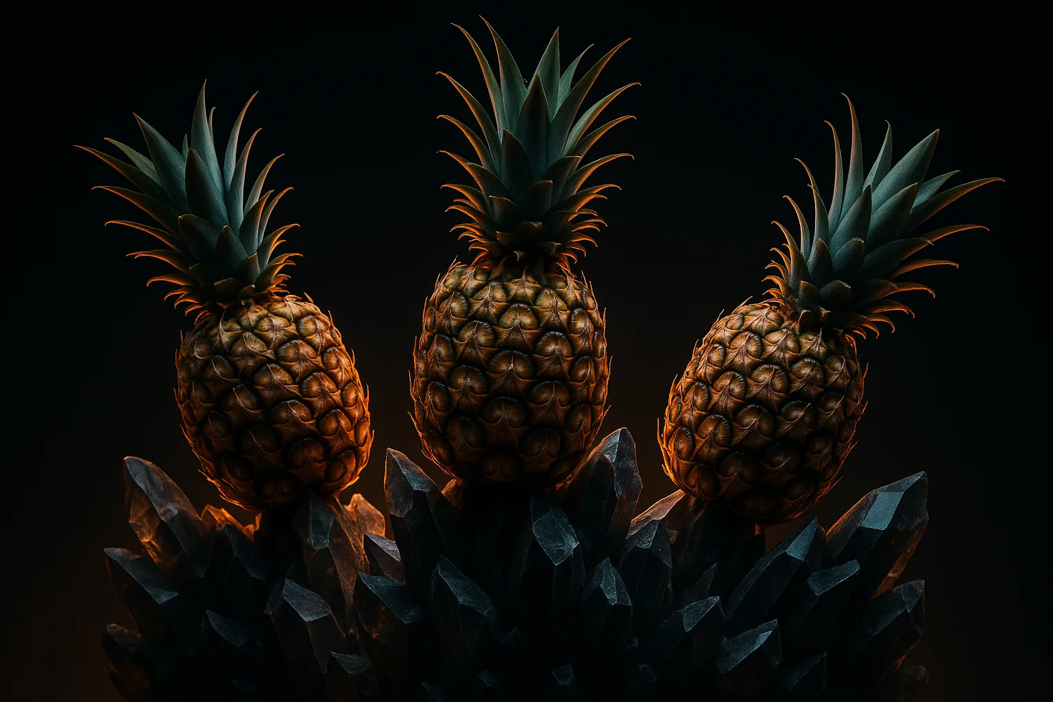 Three Varied Pineapples