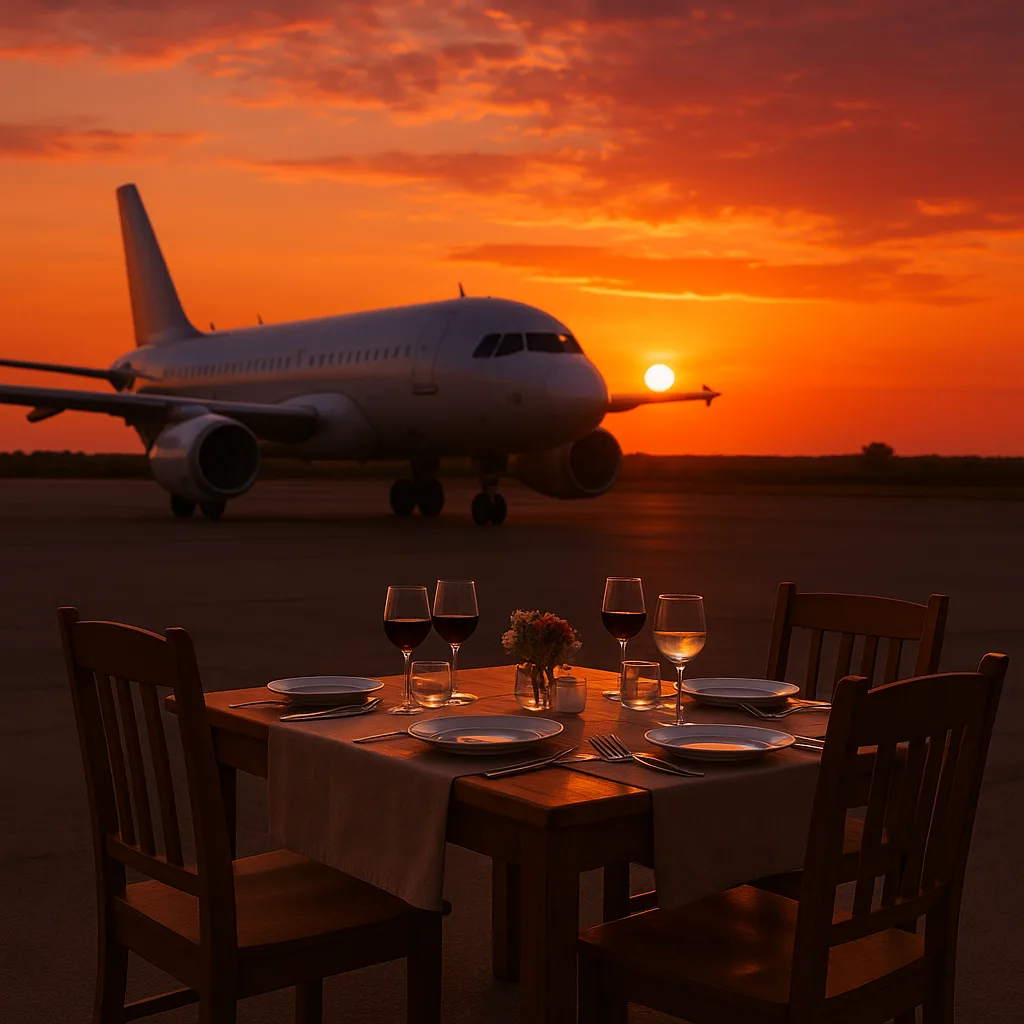 Image Featuring a Dining Table and an Airplane