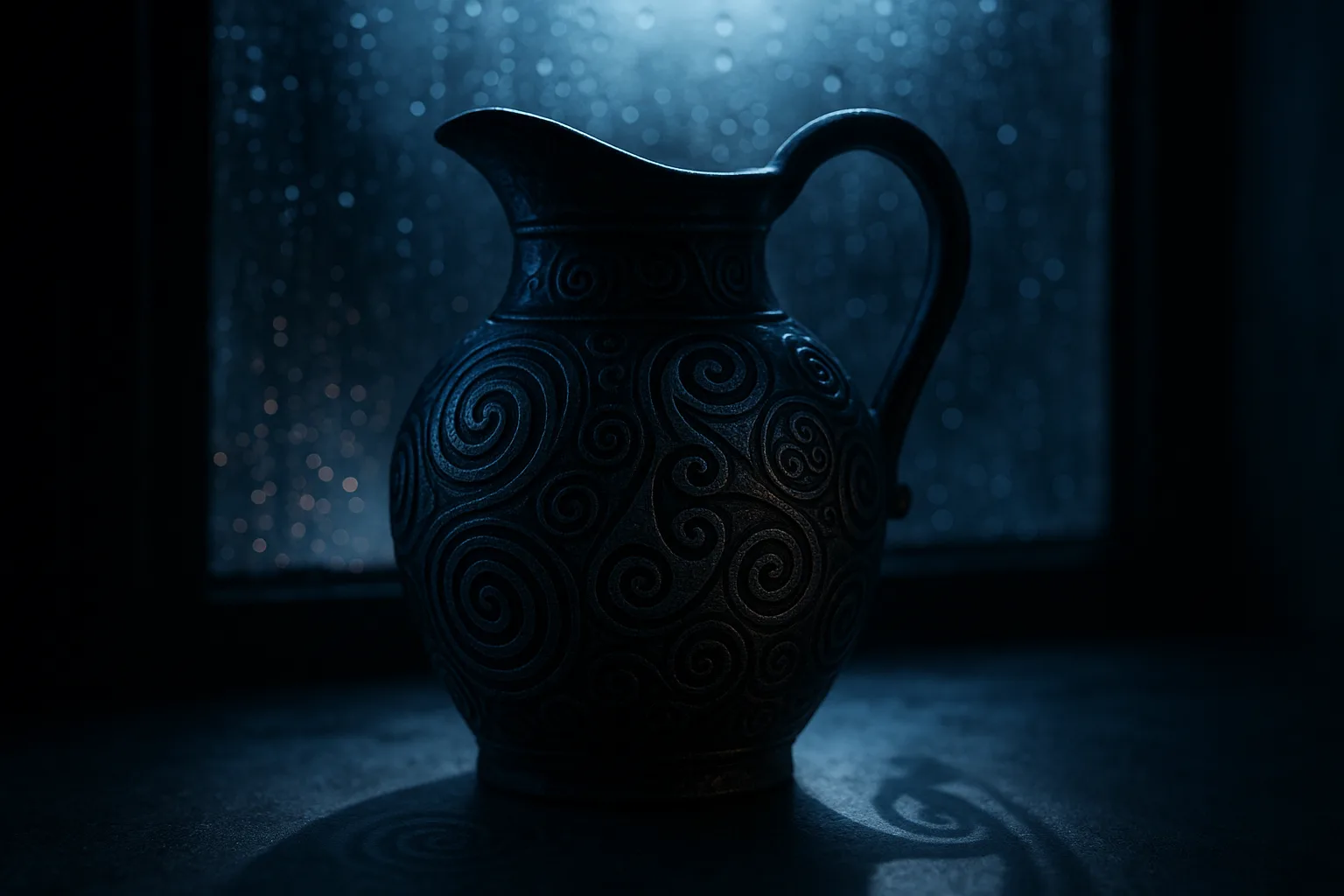 Water Jug Etched with Spirals and Triskelions