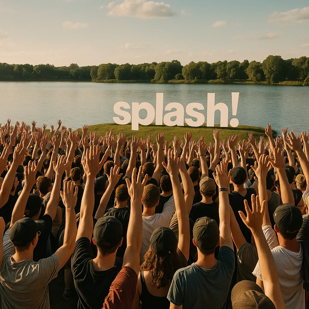 Large Crowd of People Raising their Hands in the Air