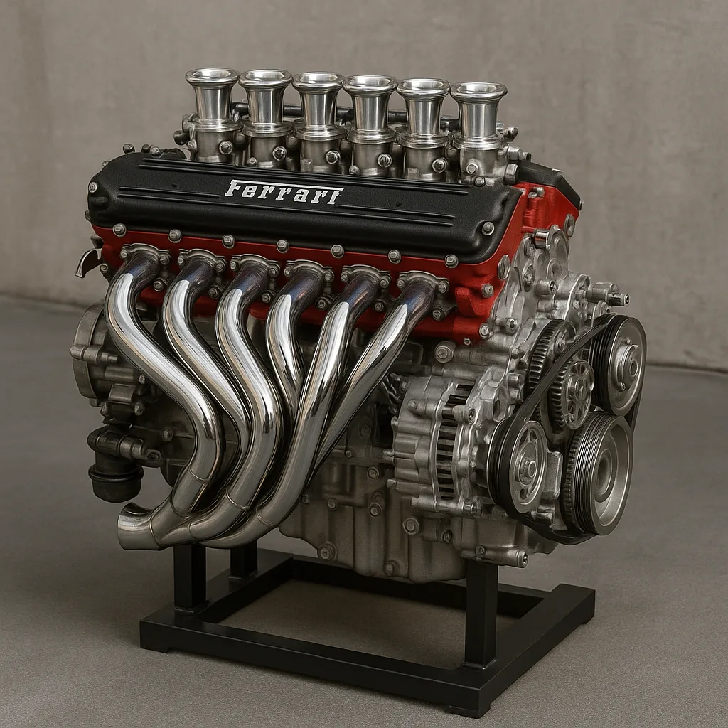 Ferrari V12 Engine Displayed on a Stand
