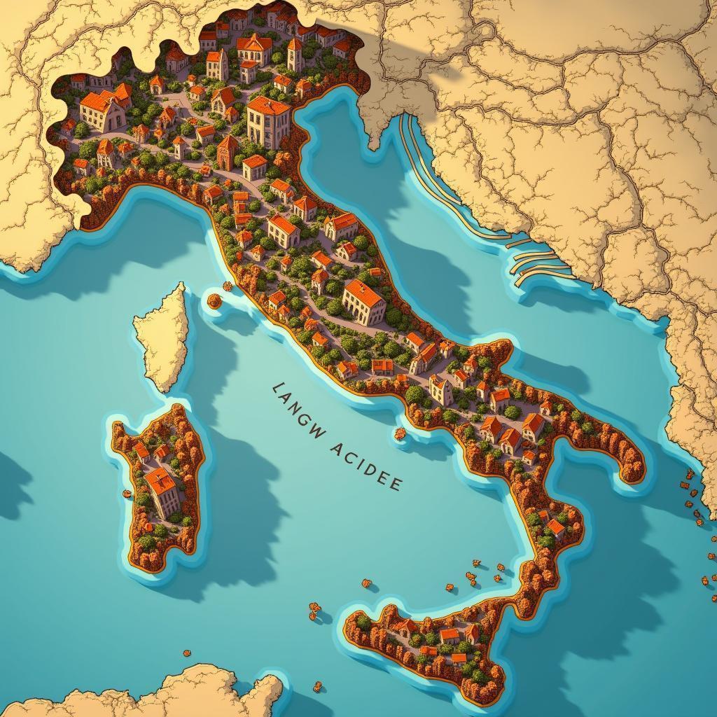 Manga Map of Italy With Exaggerated Landmarks