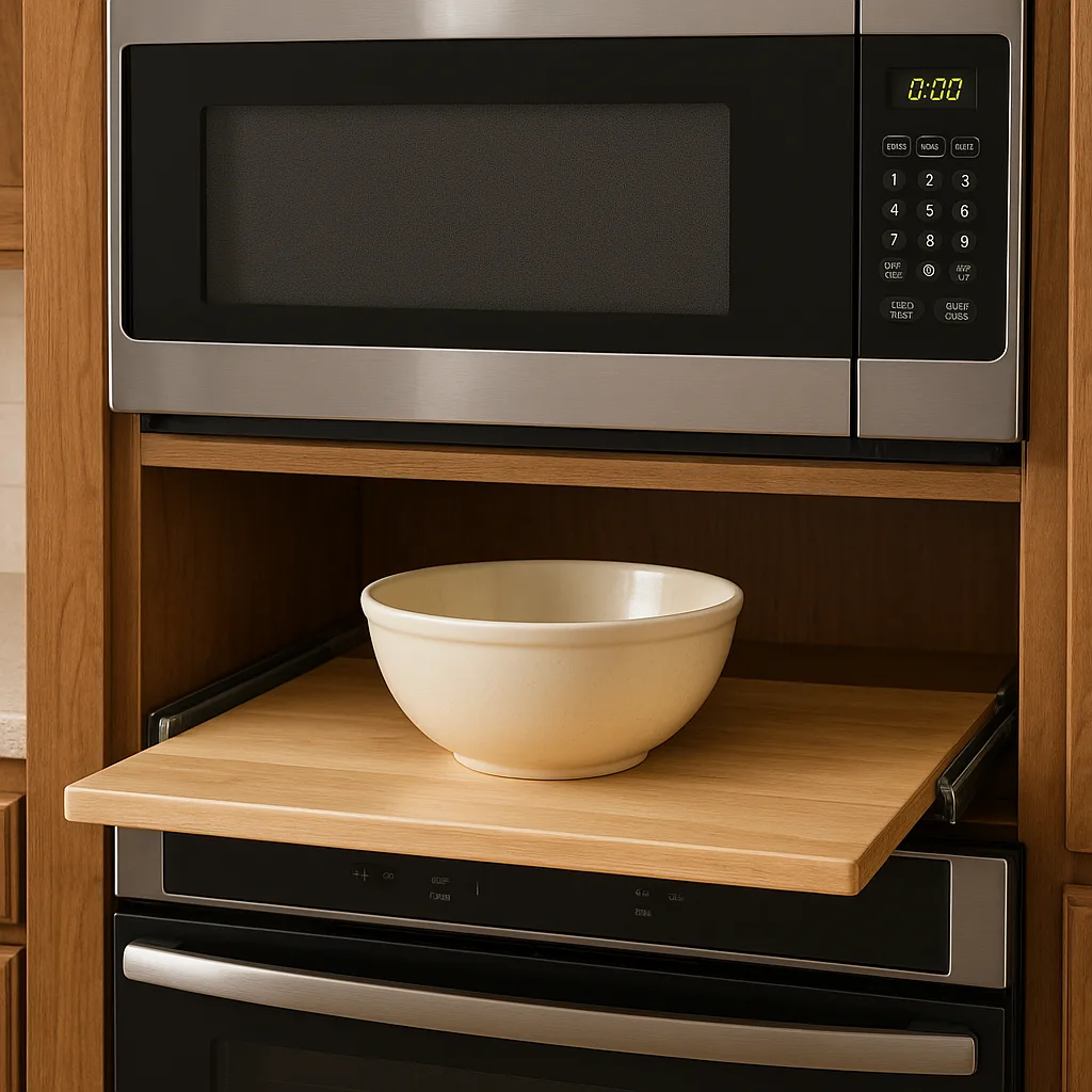 Pull-out Shelf Beneath a Microwave