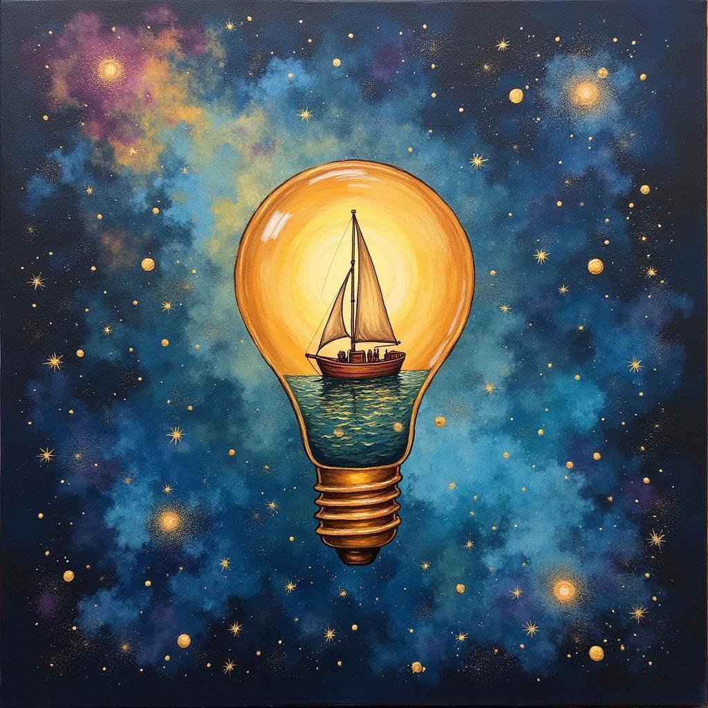 Sailing Boat Inside a Cosmic Light Bulb