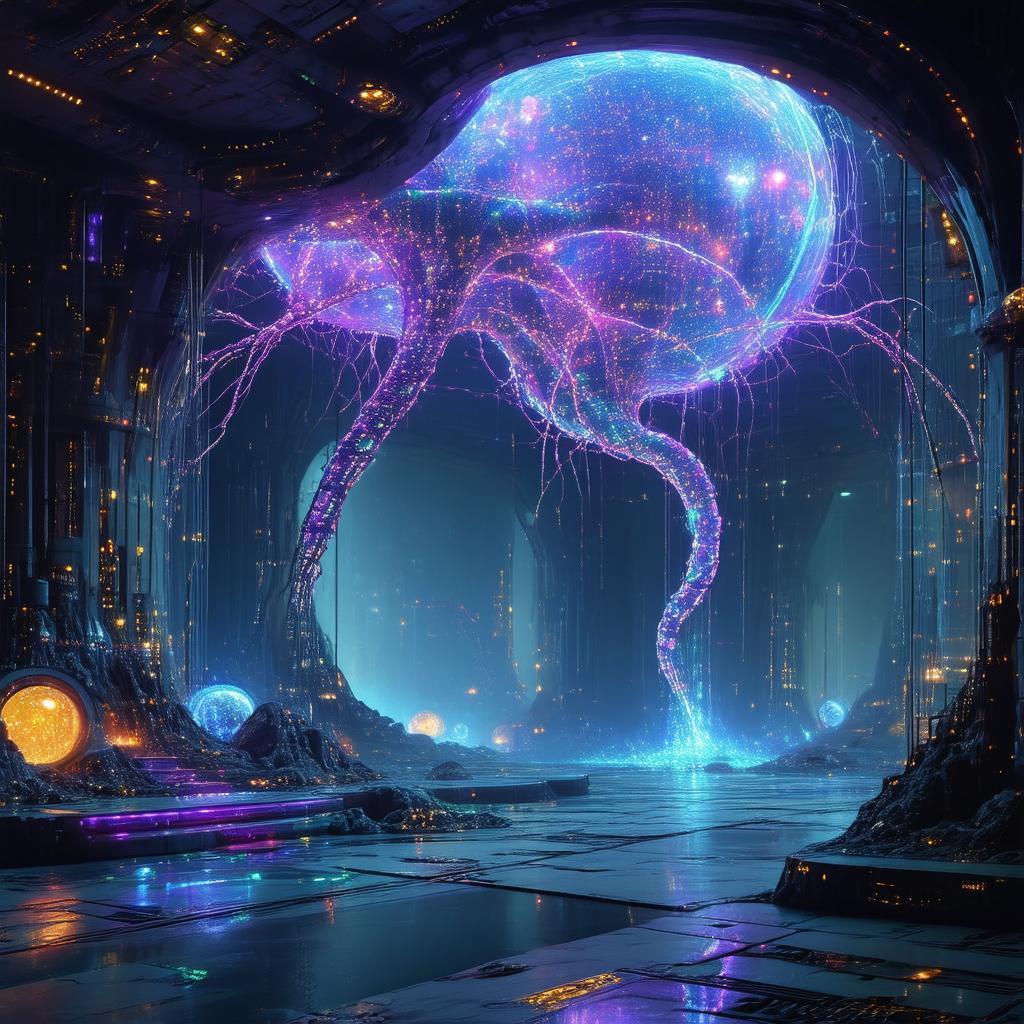 Immortal Neuron Glowing in Alien Chamber