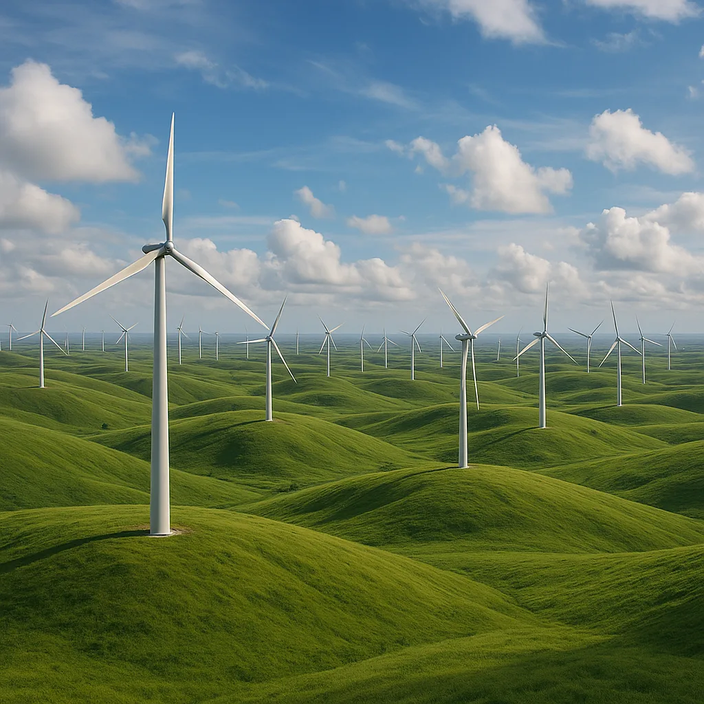 Sprawling Wind Farm of Numerous Turbines