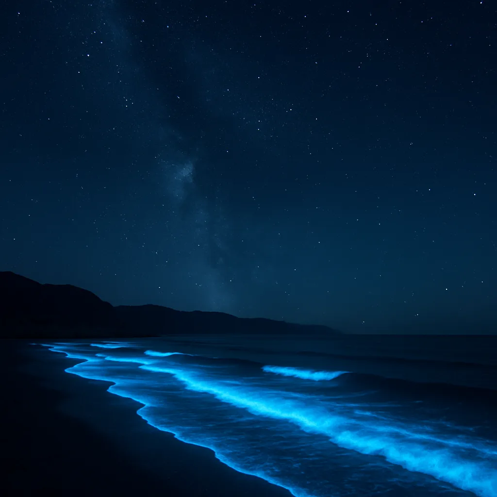 Vast Stretches of Bioluminescent Plankton Create an Ethereal Blue Glow