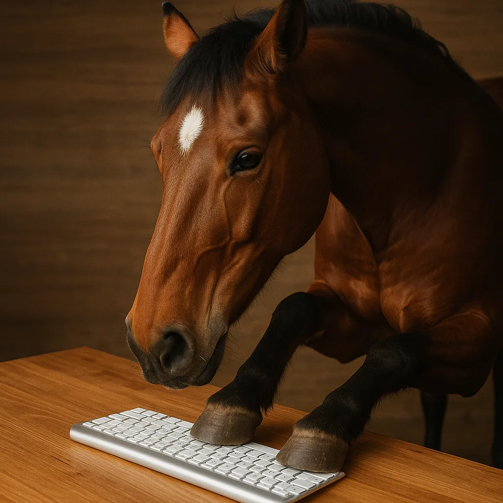 Horse Engaging with a Computer Keyboard