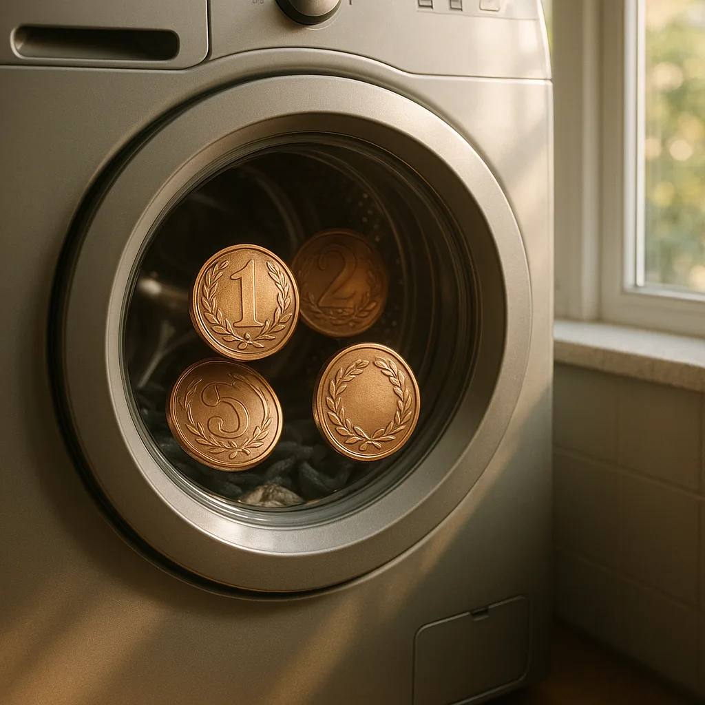 Inside the Drum of a Silver-gray Washing Machine