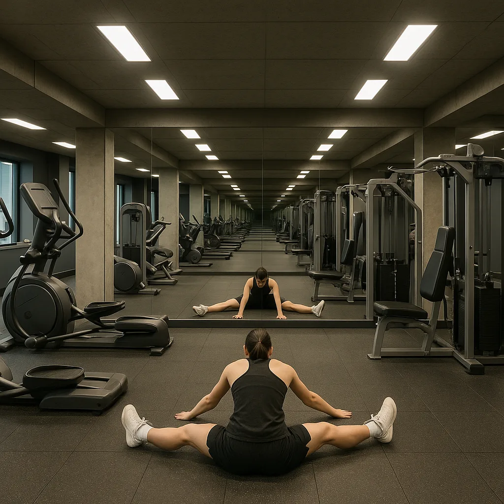 Mirrored Gym Interior Featuring Exercise Machines