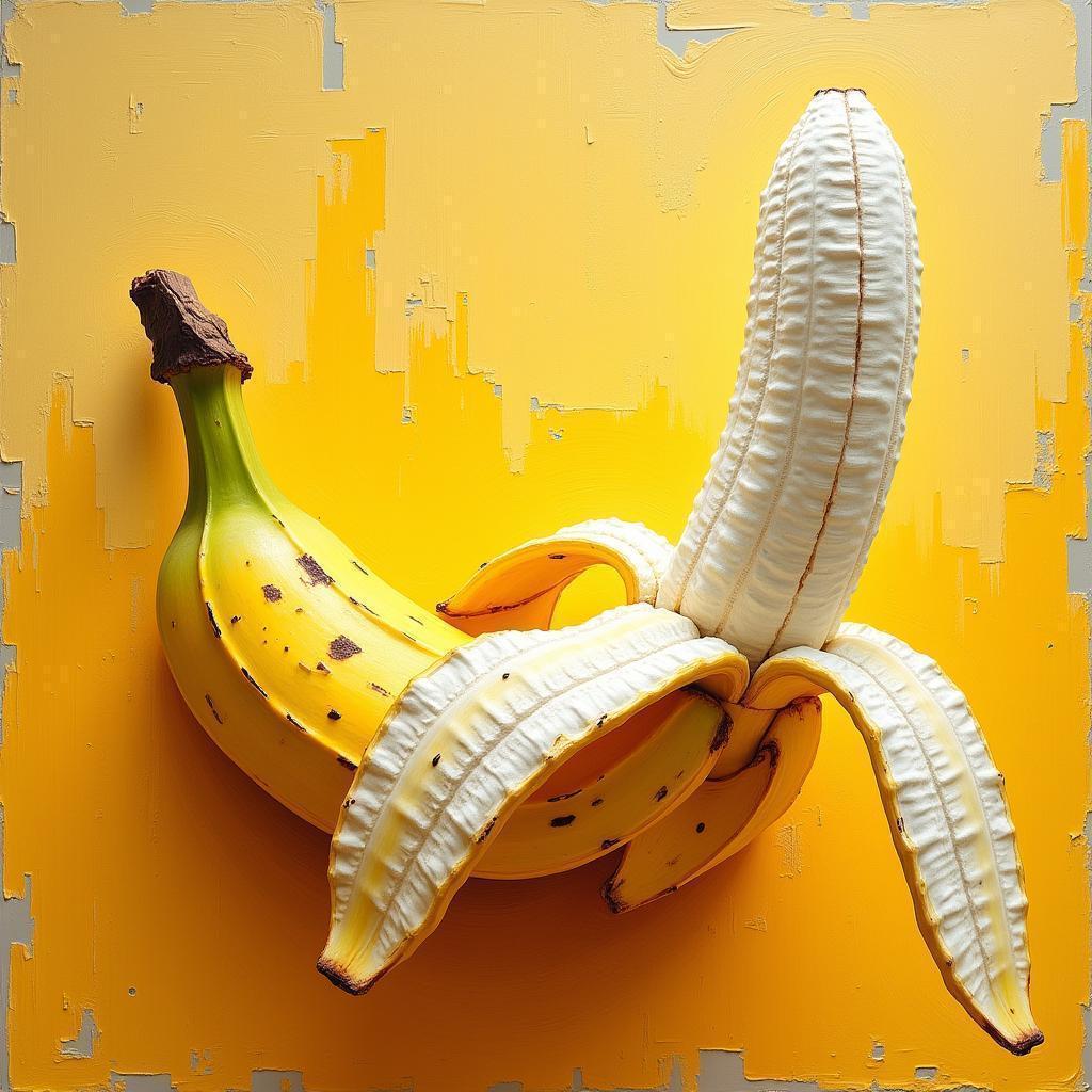 Half Peeled Banana in Bold Acrylic Strokes