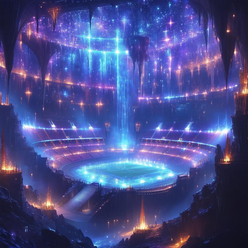 Mystical Stadium Floating in Starlit Ether