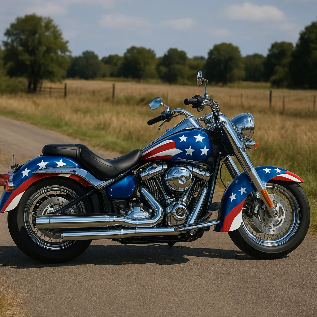 Cruiser Motorcycle with a Patriotic Flair