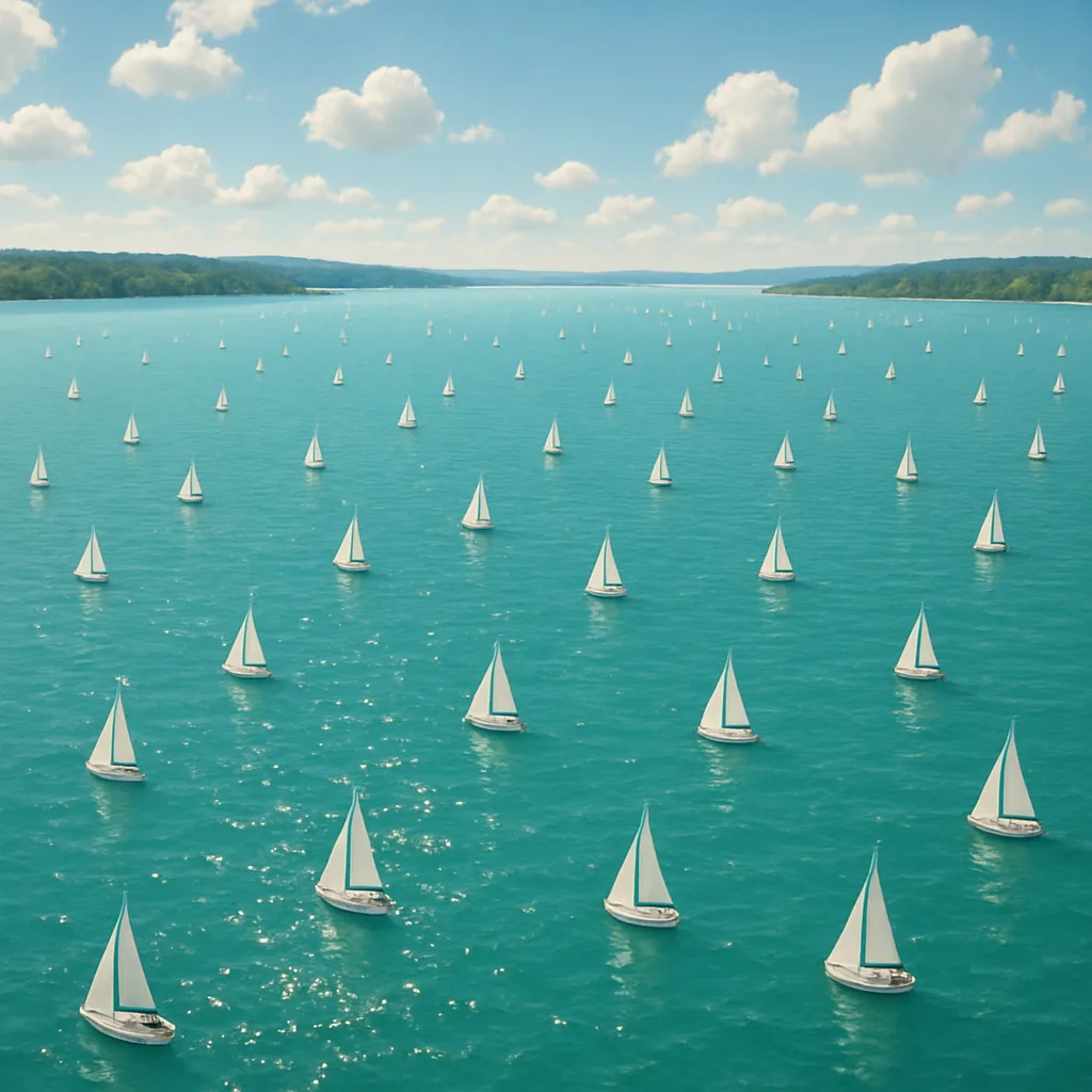 Myriad Tiny Sailboats Drift Lazily Across a Vast