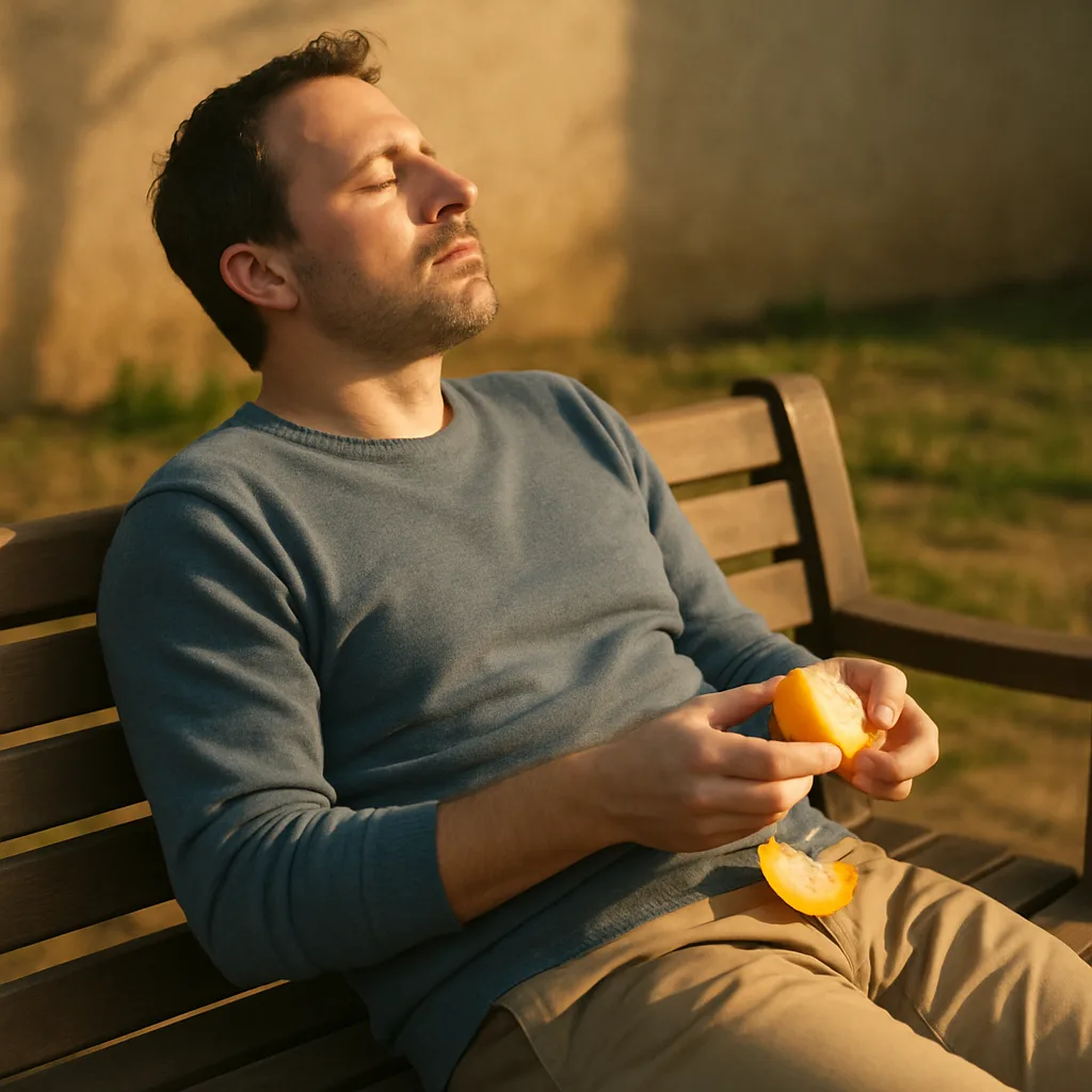 Relaxing on a Wooden Bench