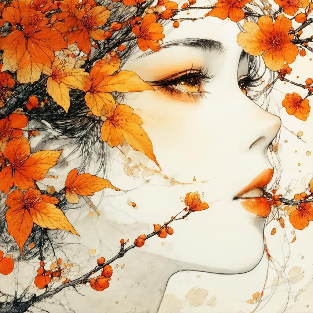 Flirtatious Leaf Etching With Blossoming Face