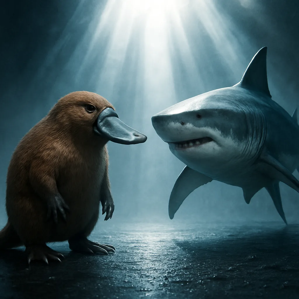 Platypus and a Great White Shark