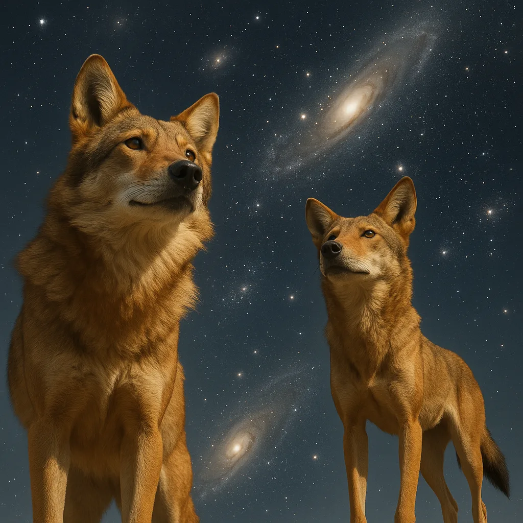 Two Red Wolves—one Distinguished by its Longer Ruff on Neck