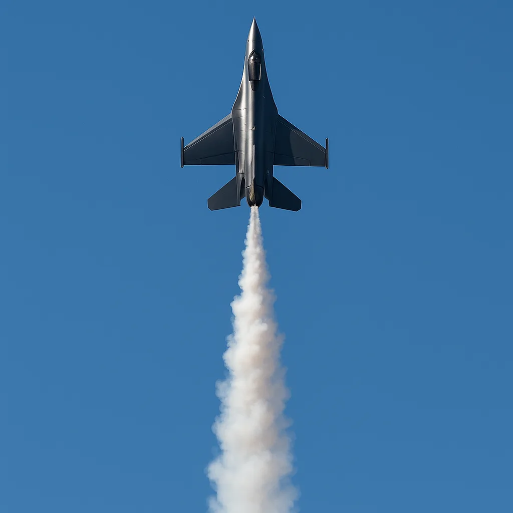 Modern Aircraft Emitting a Streak of Smoke