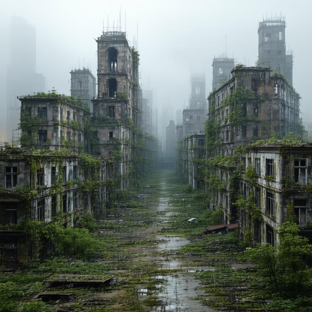 Deserted City Reclaimed by Overgrown Vegetation