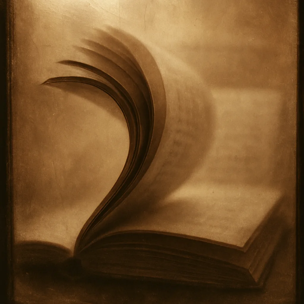 Sepia-toned Image Captures the Gentle Motion of an Open Book's