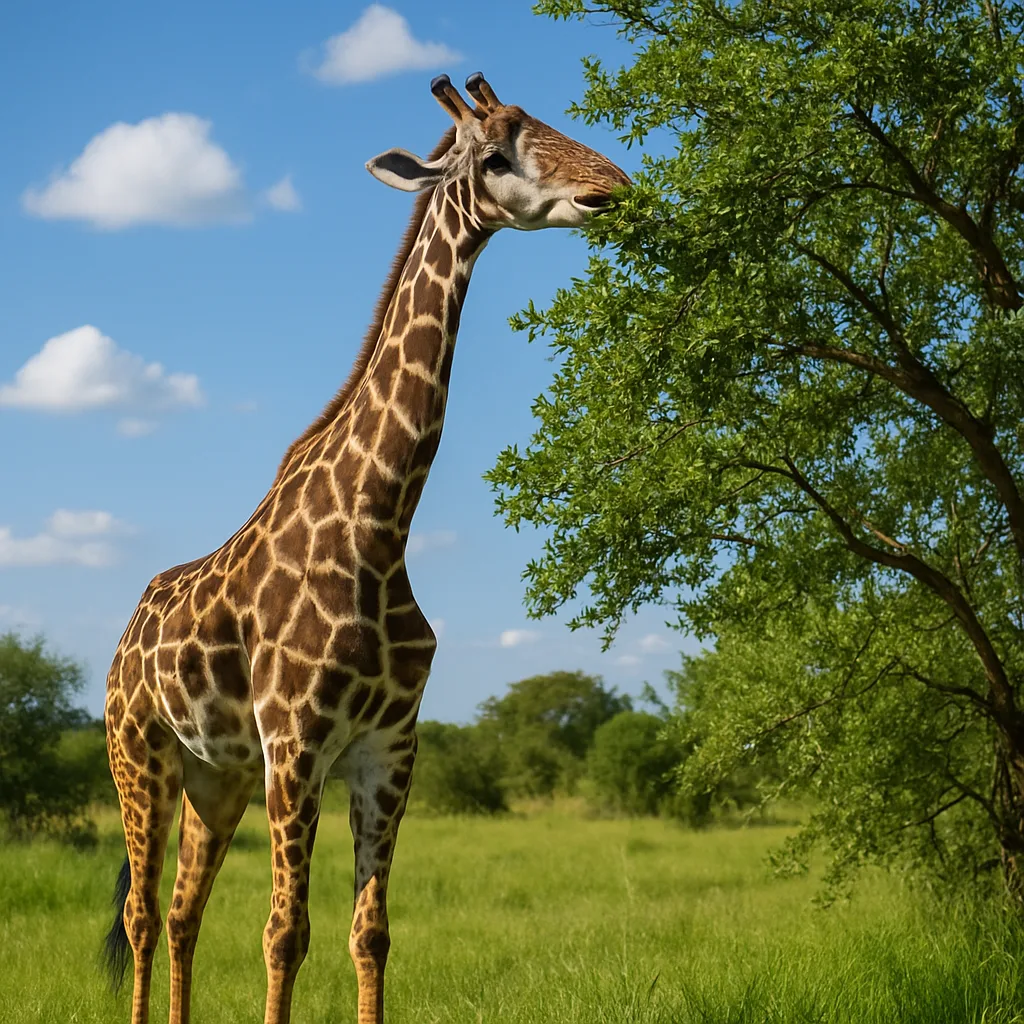 Giraffe Standing in a Grassy Area