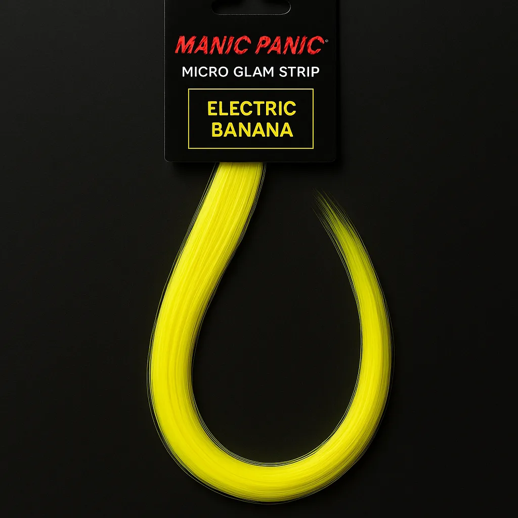Neon Yellow Hair Extension Labeled "Manic Panic Micro Glam Strip