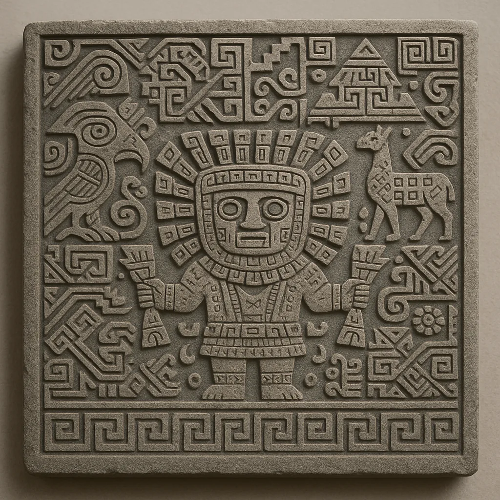 Sculpture from Stone That Features Detailed Designs Drawn