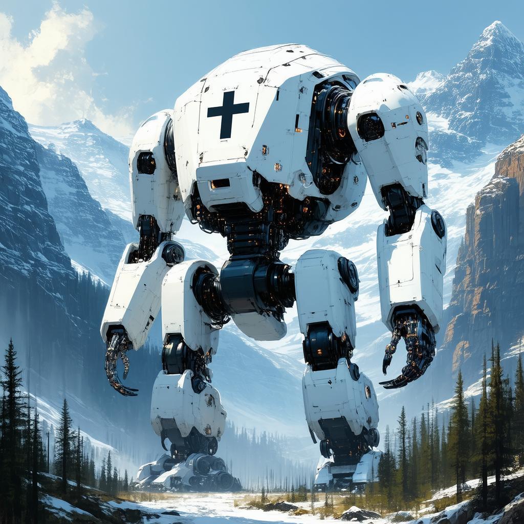 Colossal Crusader Golem Among Snowy Peaks