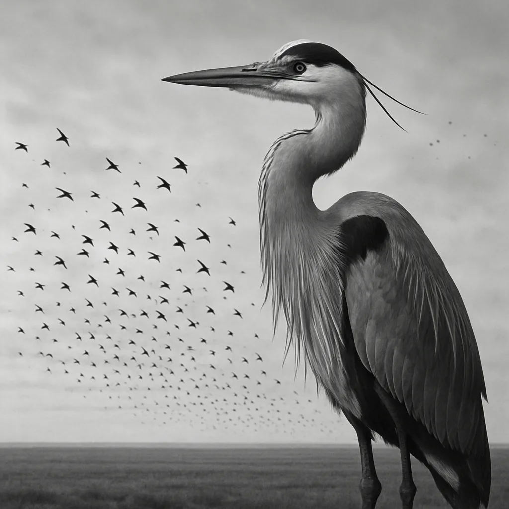 Giant Bird Rests Prominently in the Foreground