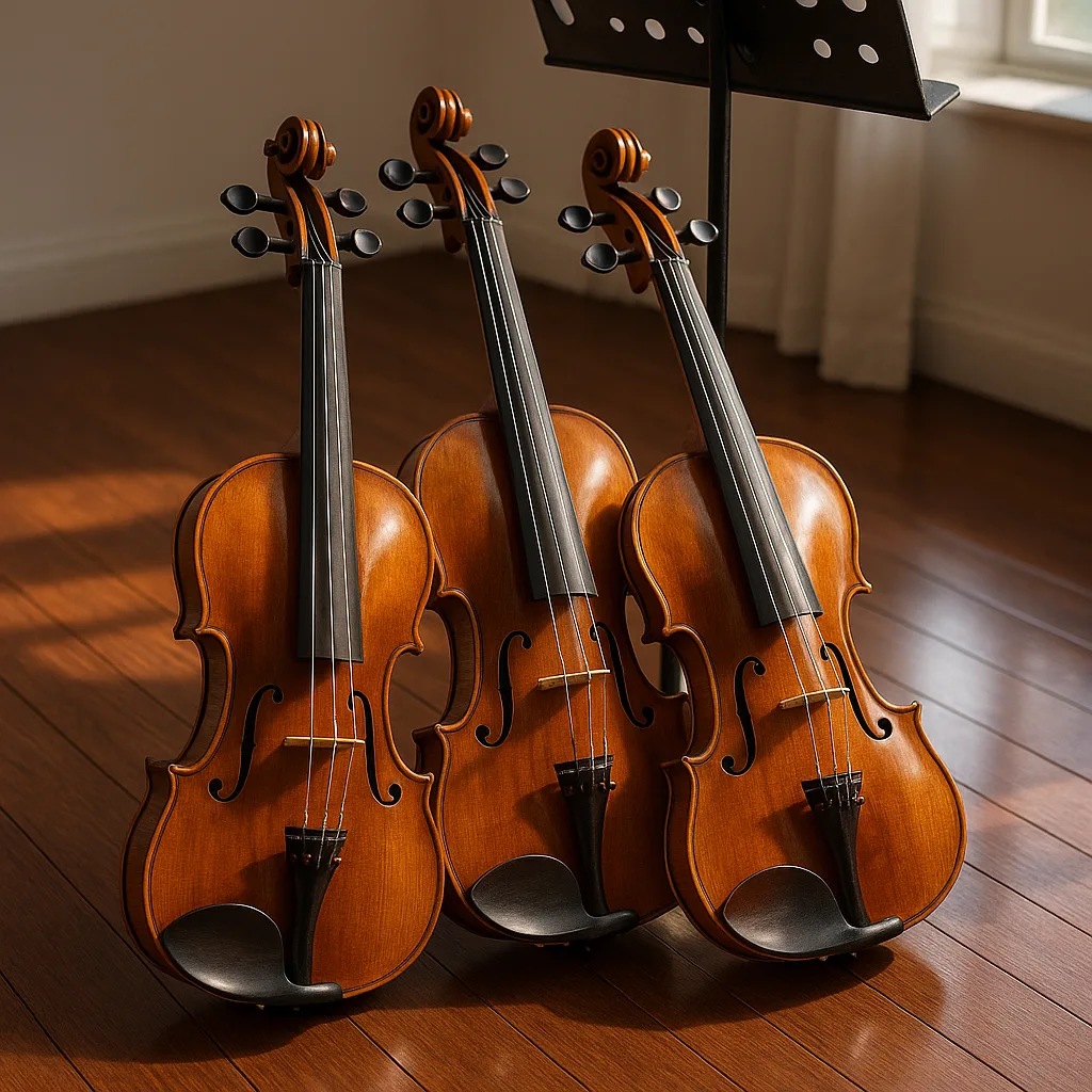 Three Violins with a Radiant Sheen