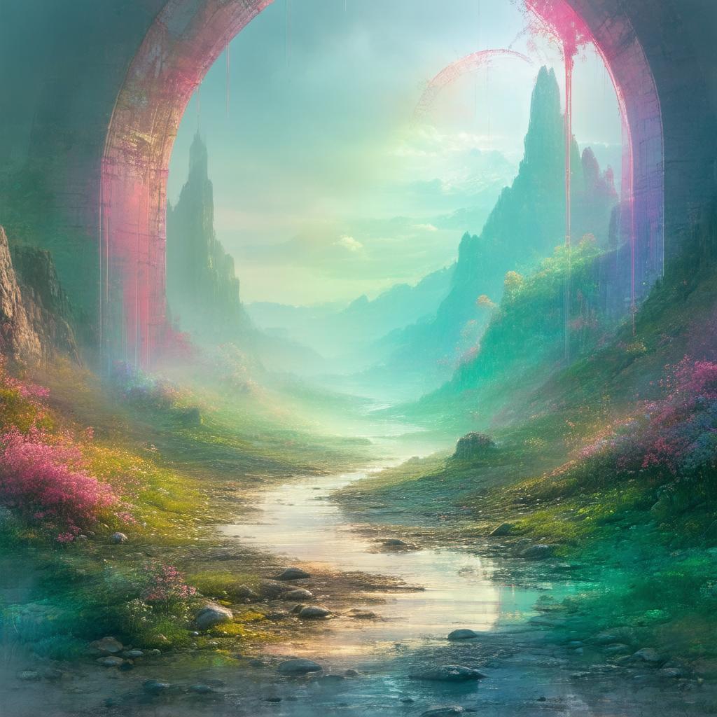 Ethereal Portal in Surreal Misty Dreamscape