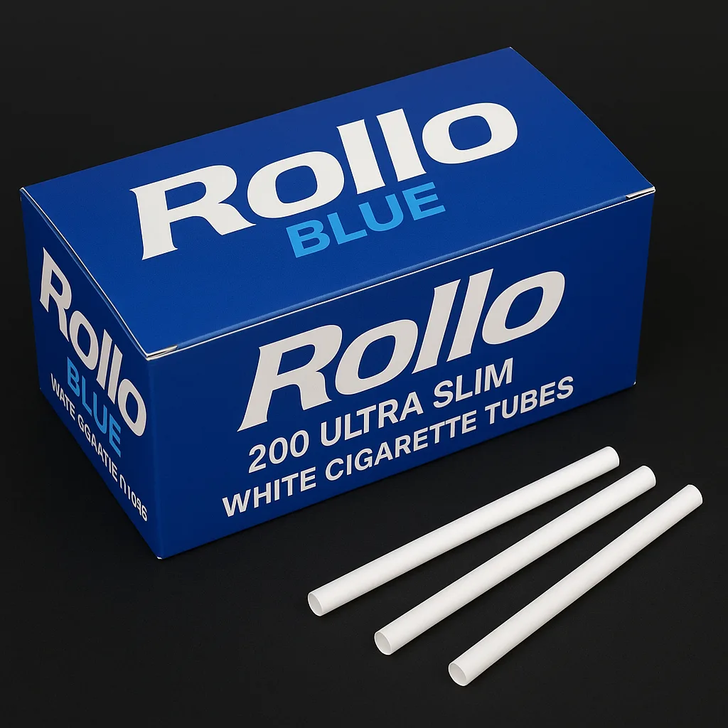 Blue Box Labeled "Rollo Blue" Containing 200 Ultra Slim