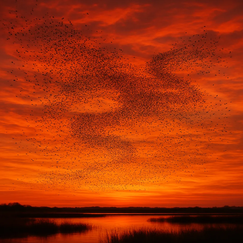 Myriad Distant Birds Form Shifting Patterns Against a Vast