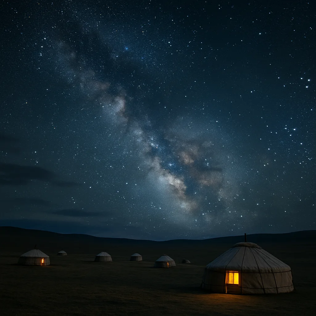 Scattered Handful of Nomadic Tents Dot a Vast