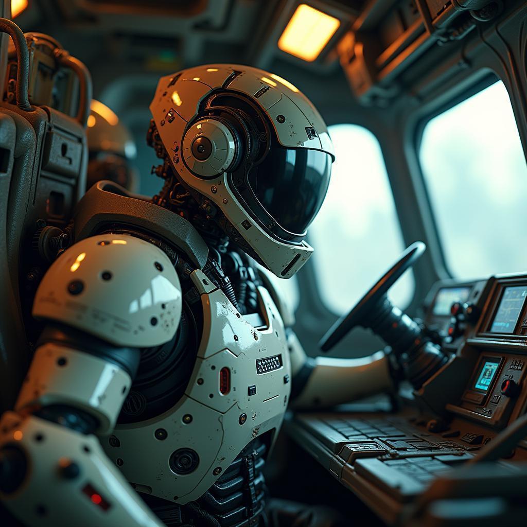 Cyborg Pilot Wired Into Battle Droid Cockpit