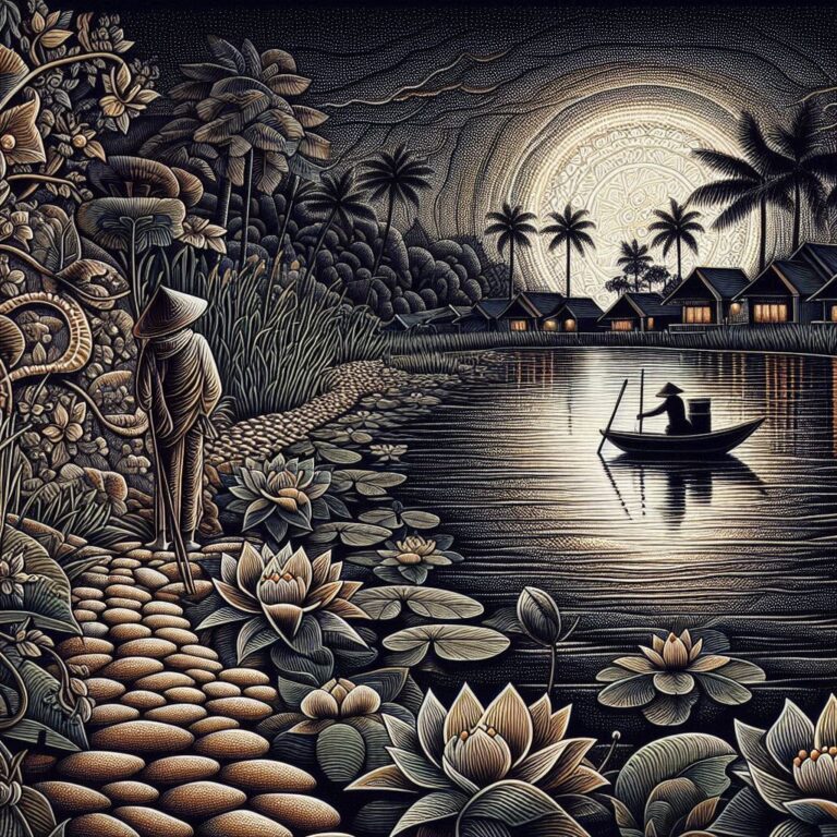 Tapestry Artwork of Calm River Night
