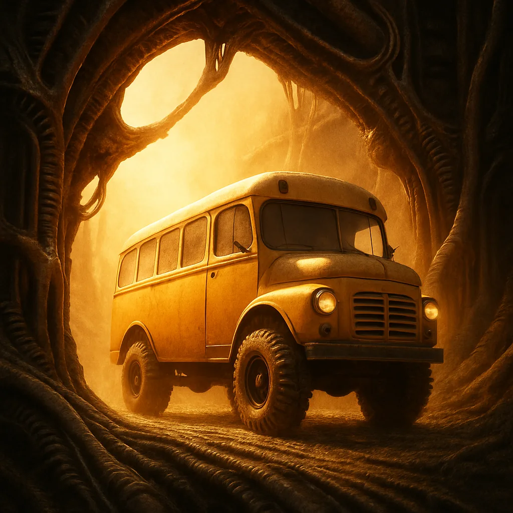 Single Minibus—its School Bus Yellow Paint