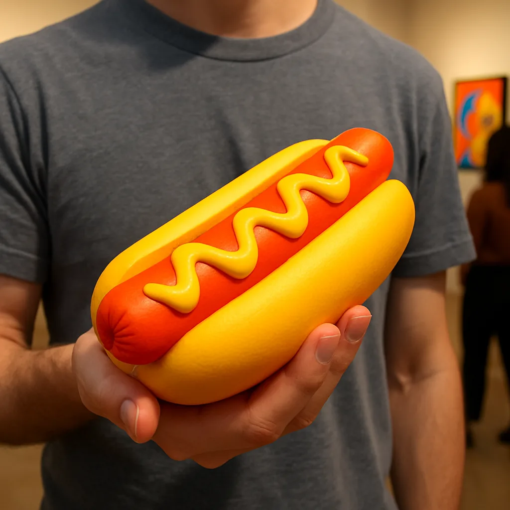 Person Wearing a Gray Shirt Holds a Brightly Colored Object