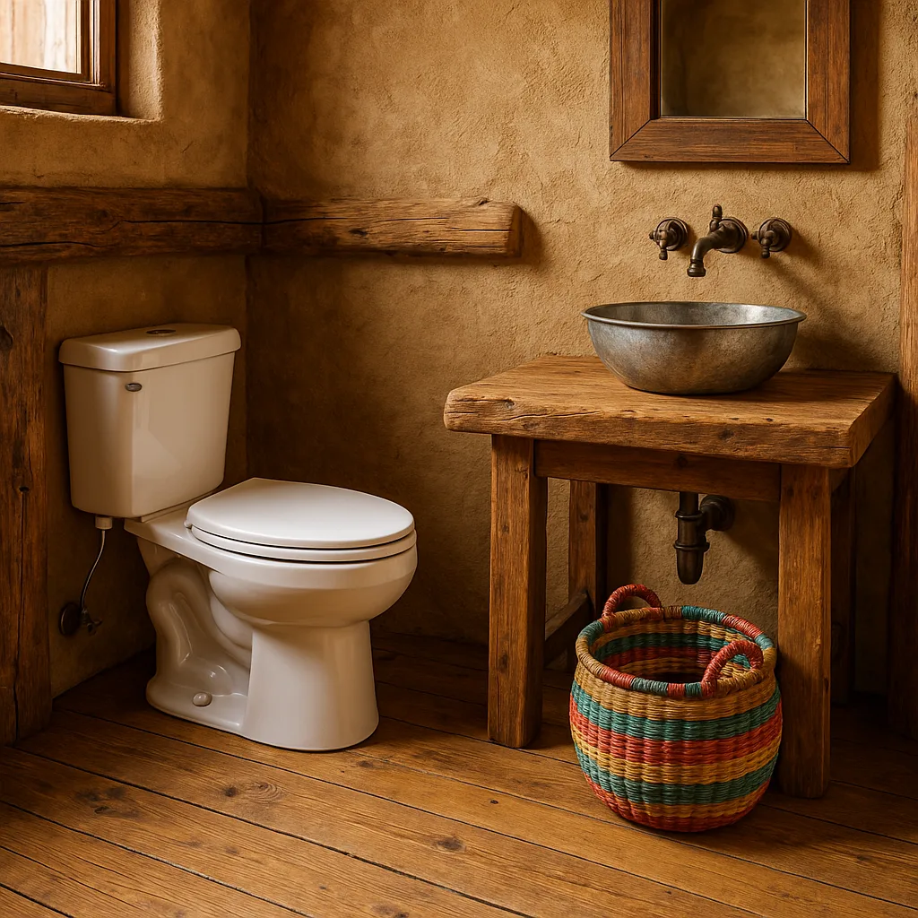 Rustic Bathroom with a White Toilet